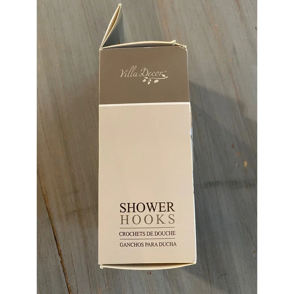 Villa Decor Hammered Silver Square Shower Curtain Hooks Set of 12 SH010BN